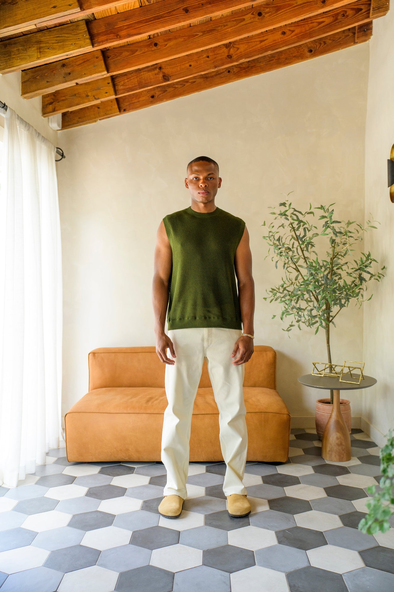 Dark Green Crochet Knit Vest | Green