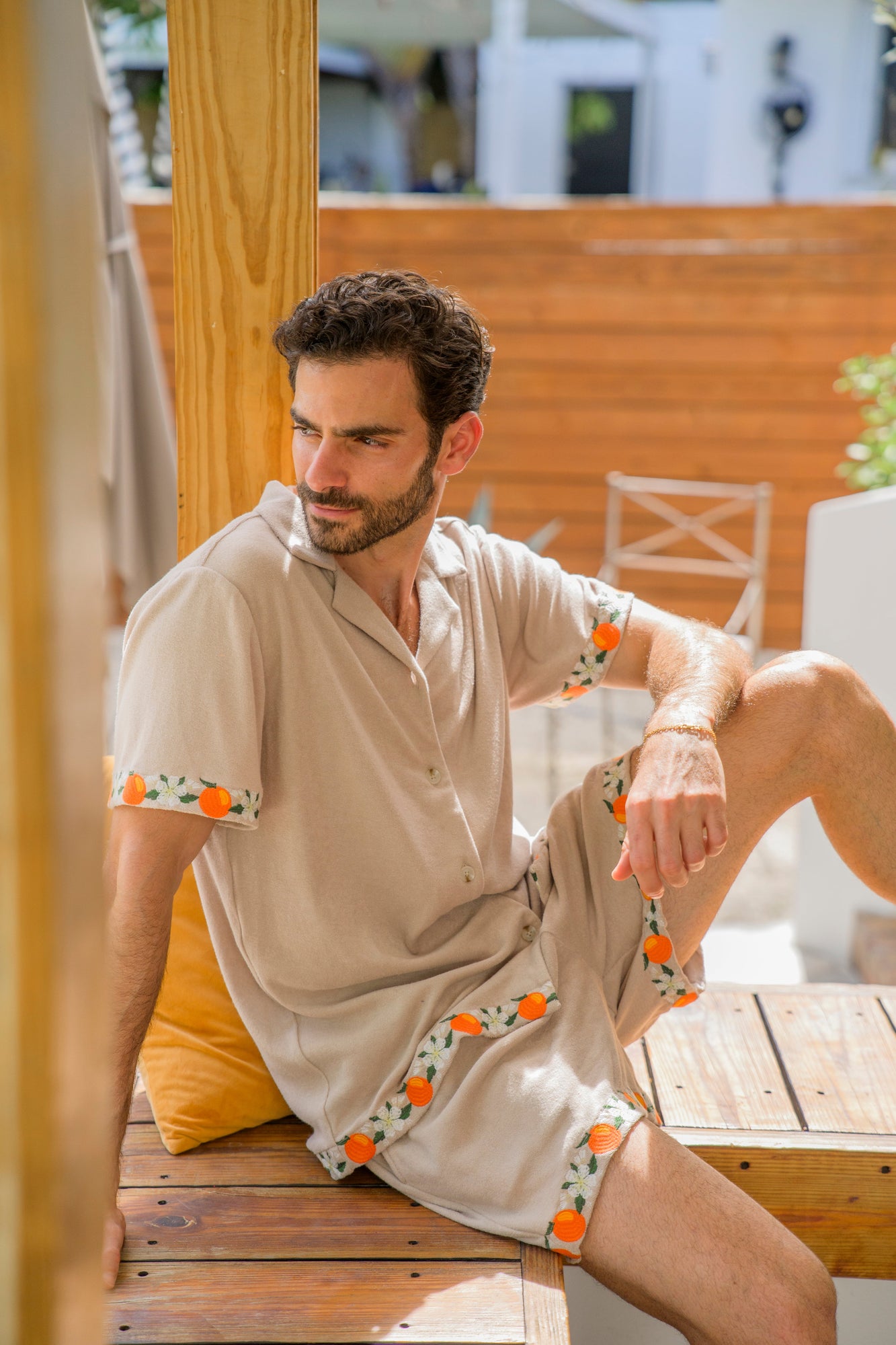 Orange Terry Shirt | Tan