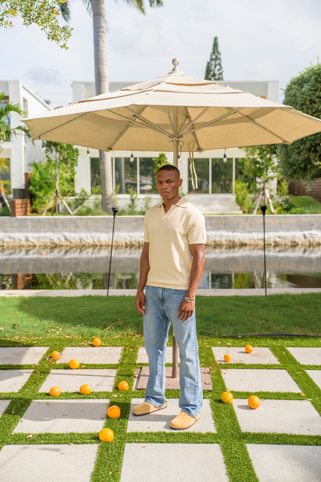 Knit White Polo | White