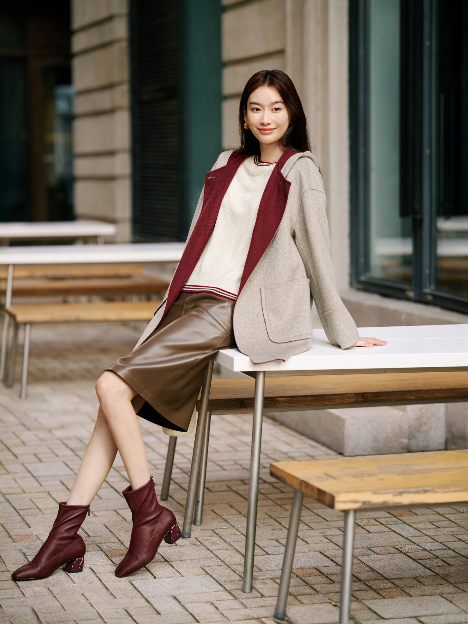 Wool Yak Wool Oversized Hooded Woolen Coat | Grey