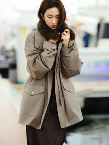 Wool Light Warm Parka | Khaki