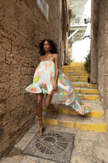 Hemant & Nandita | Mina Floral High Low Dress | Blue
