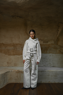 Soli Belted Pant | Snakeskin Jacquard