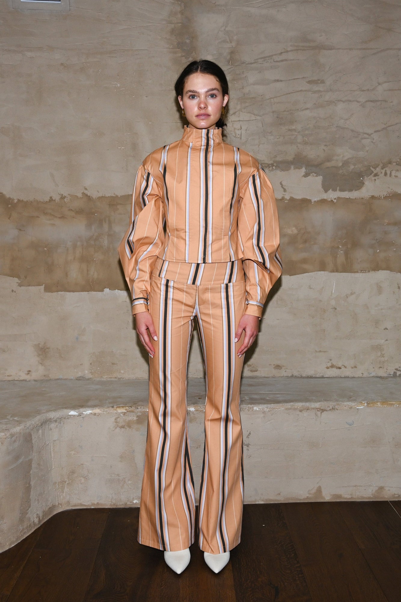 Mindy Cotton Jacket | Camel Striped