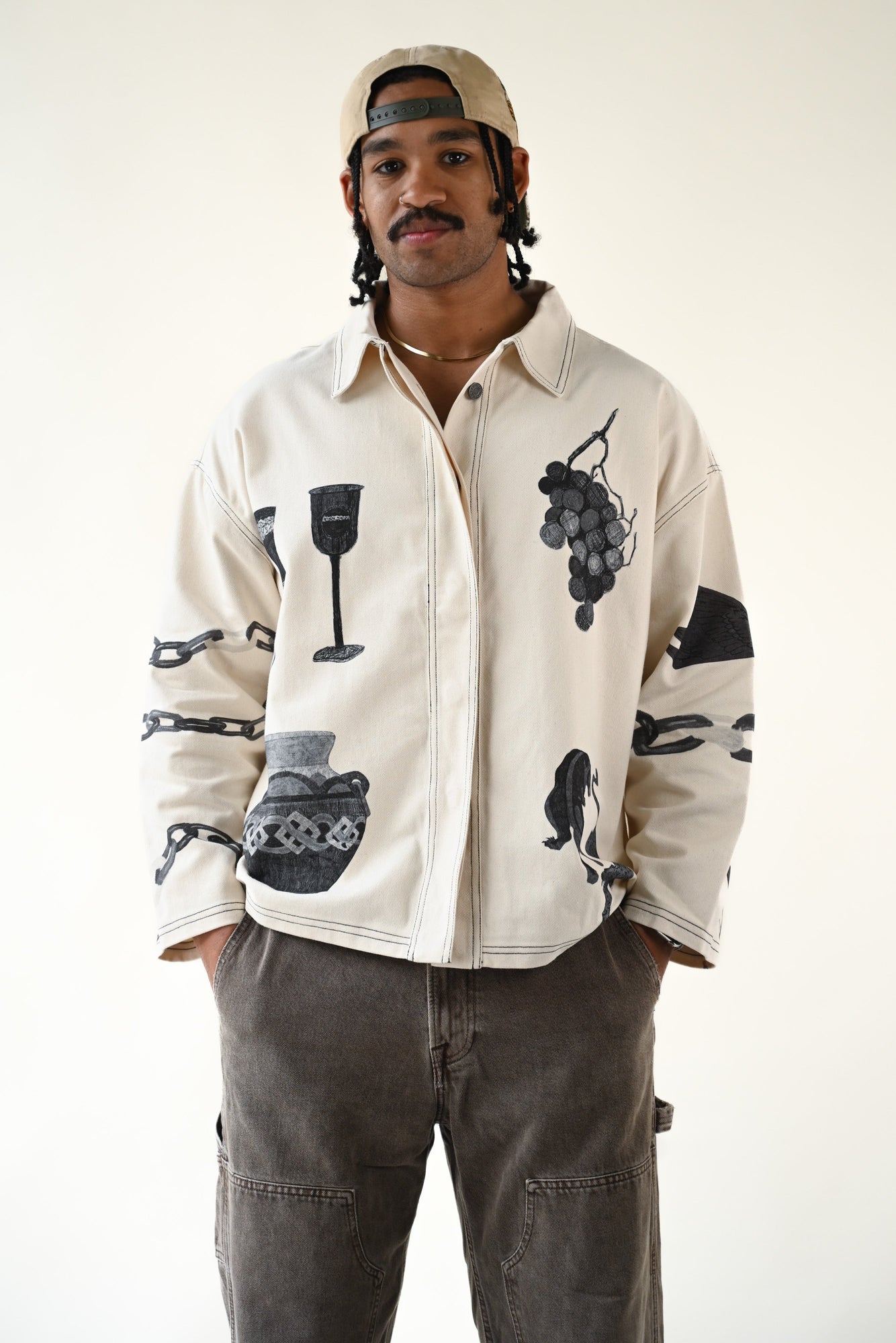 Britton Canvas Jacket | White & Black