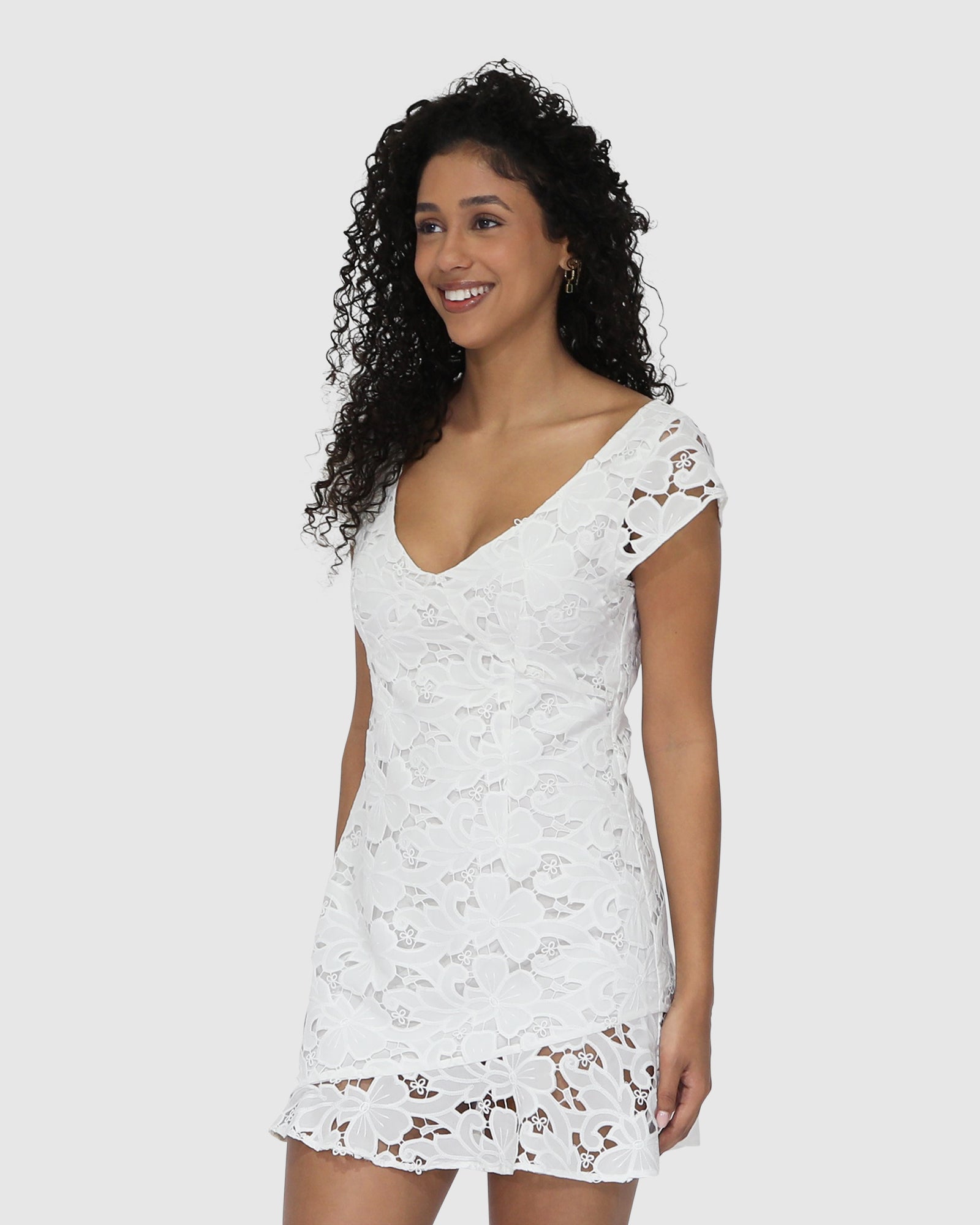 Women | Drifting Slowly Lace Mini Dress | White