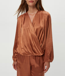Vita Satin Surplice Top | Terra