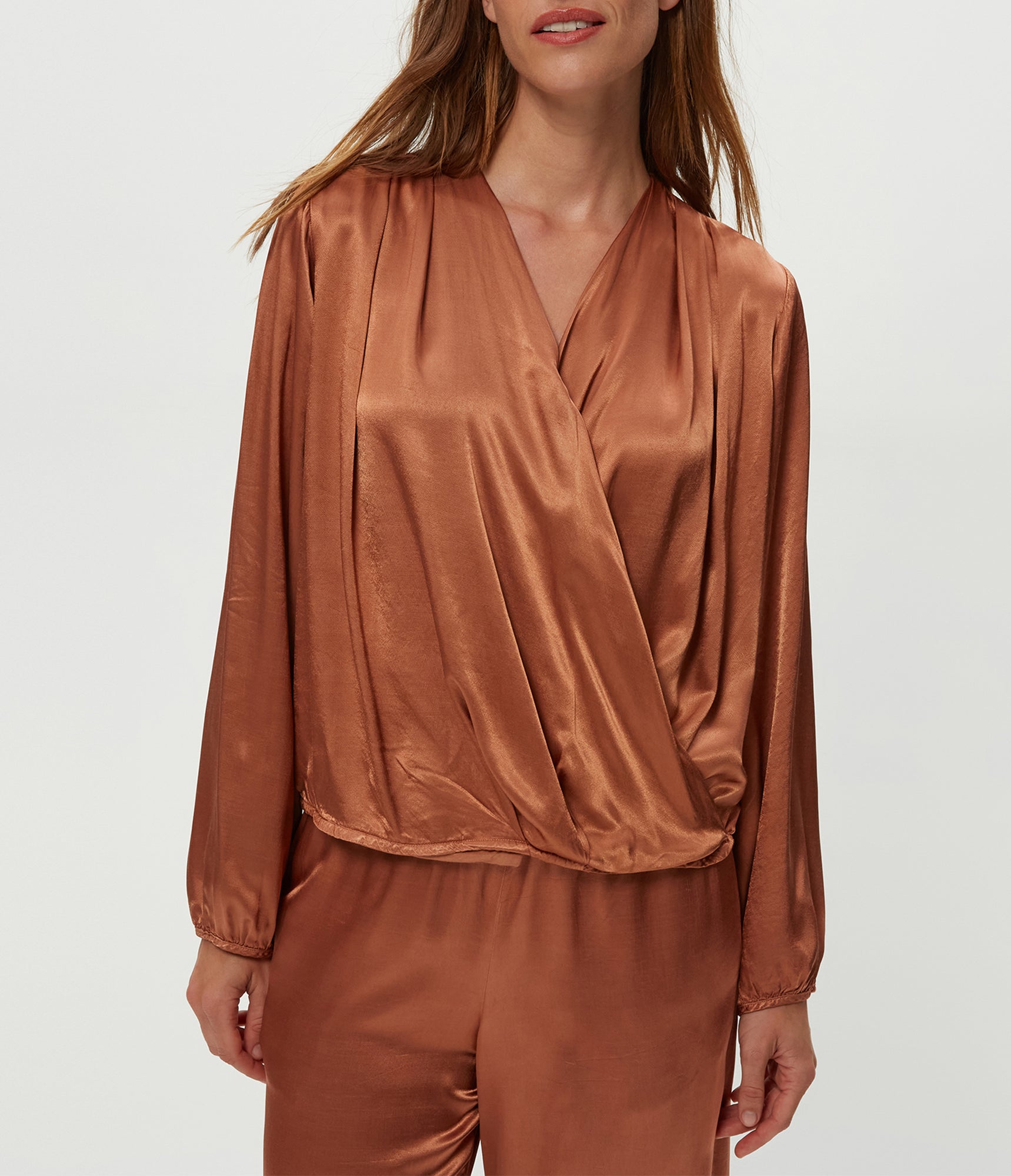 Vita Satin Surplice Top | Terra