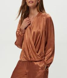 Vita Satin Surplice Top | Terra