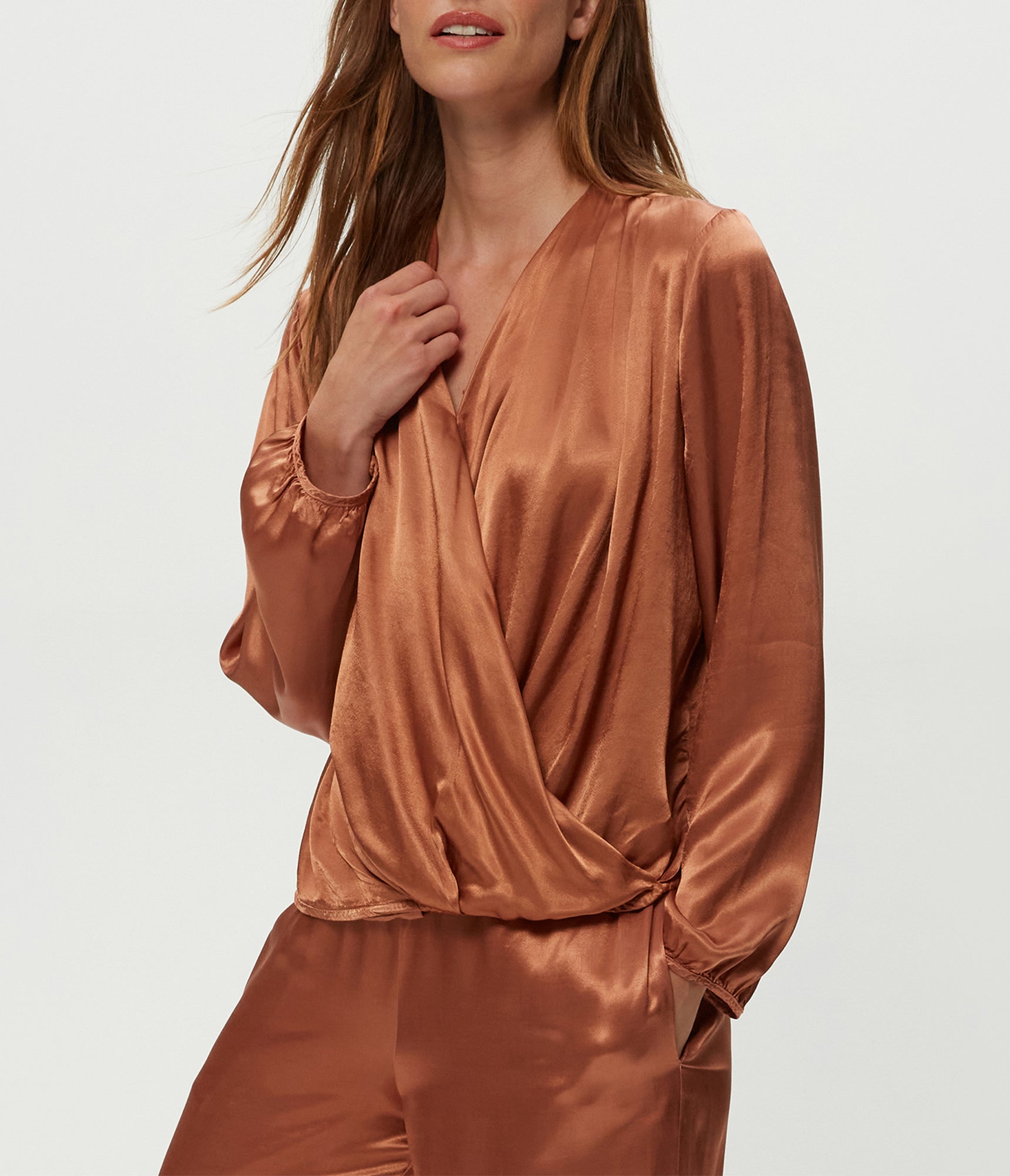 Vita Satin Surplice Top | Terra