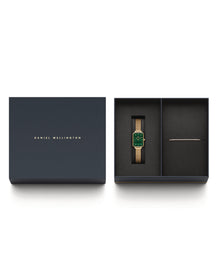 Womens | Quadro Pressed Evergold & Tennis Bracelet Set | Green | Gold