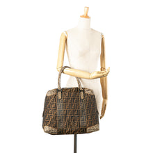 Fendi | Pre-Owned Large Zucca Canvas Mixed Media Tote | Brown
