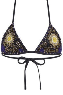 Dark Tide Hand-Beaded Embellished Triangle Bikini Top - Self-Adore