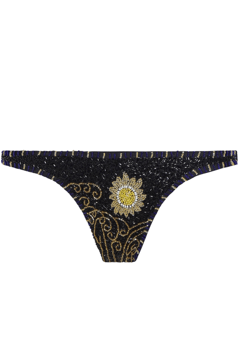 Dark Tide Hand-Beaded Embellished Bikini Bottom - Self-Adore