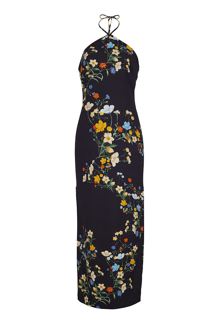 Davis Dress | Black Pressed Flower