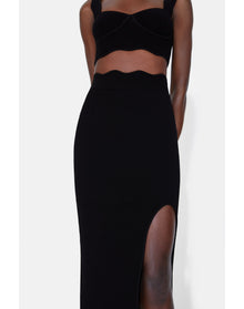 Delia Scalloped Skirt | Black