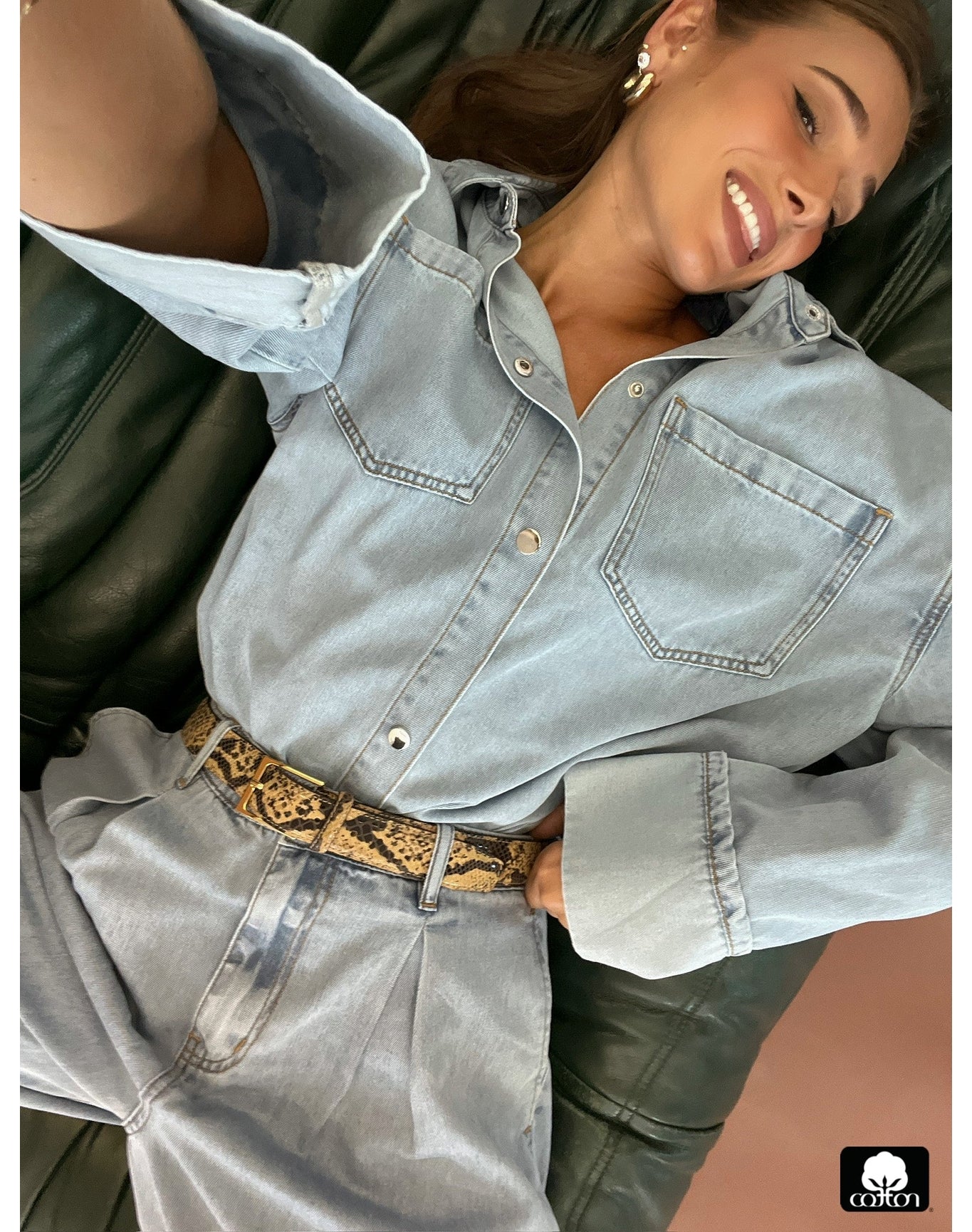 Denim Cuff Shirt | Light x Mid Wash