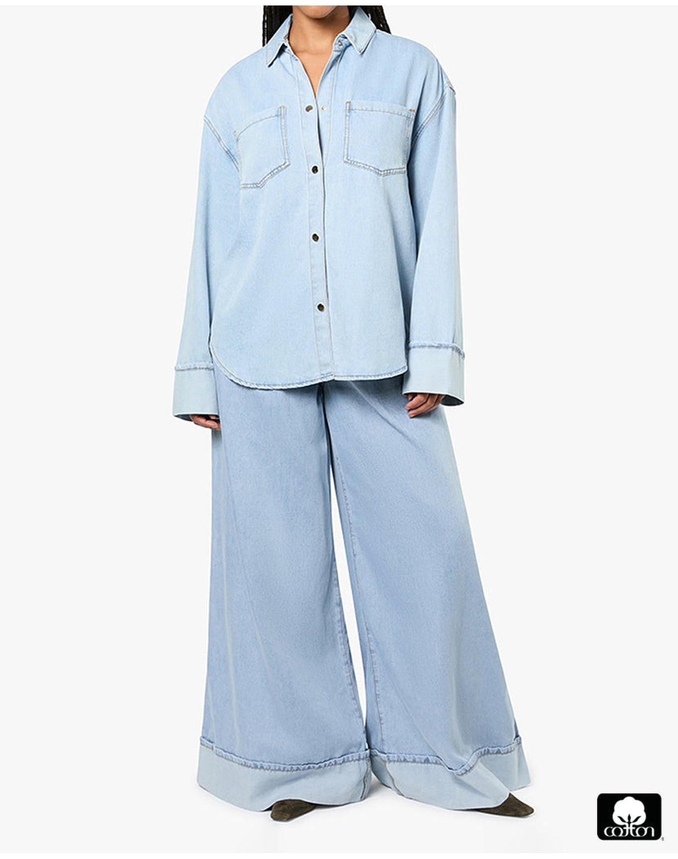 Denim Cuff Shirt | Light x Mid Wash