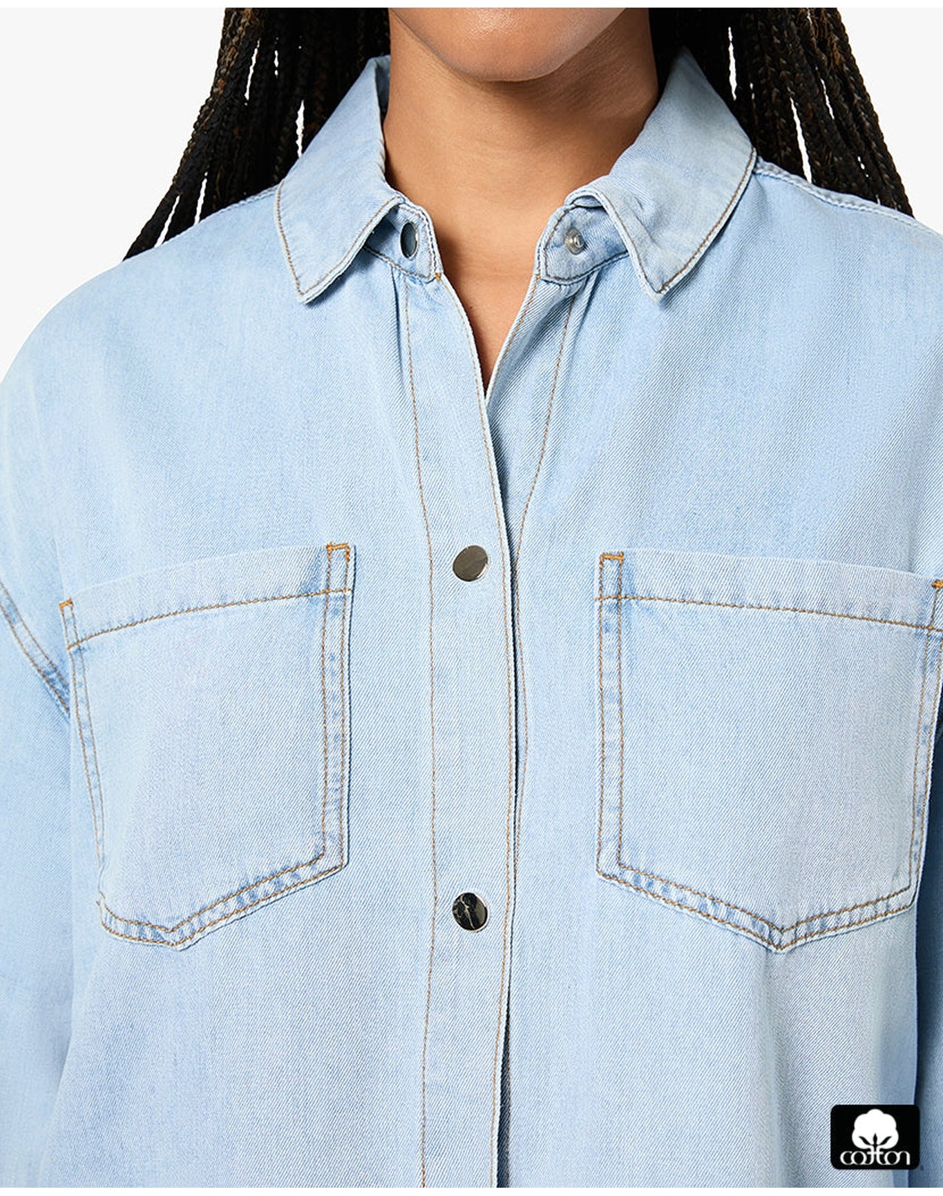 Denim Cuff Shirt | Light x Mid Wash