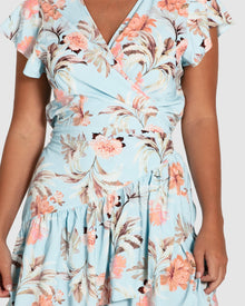 Women | Love Shack Mini Wrap Dress | Light Blue