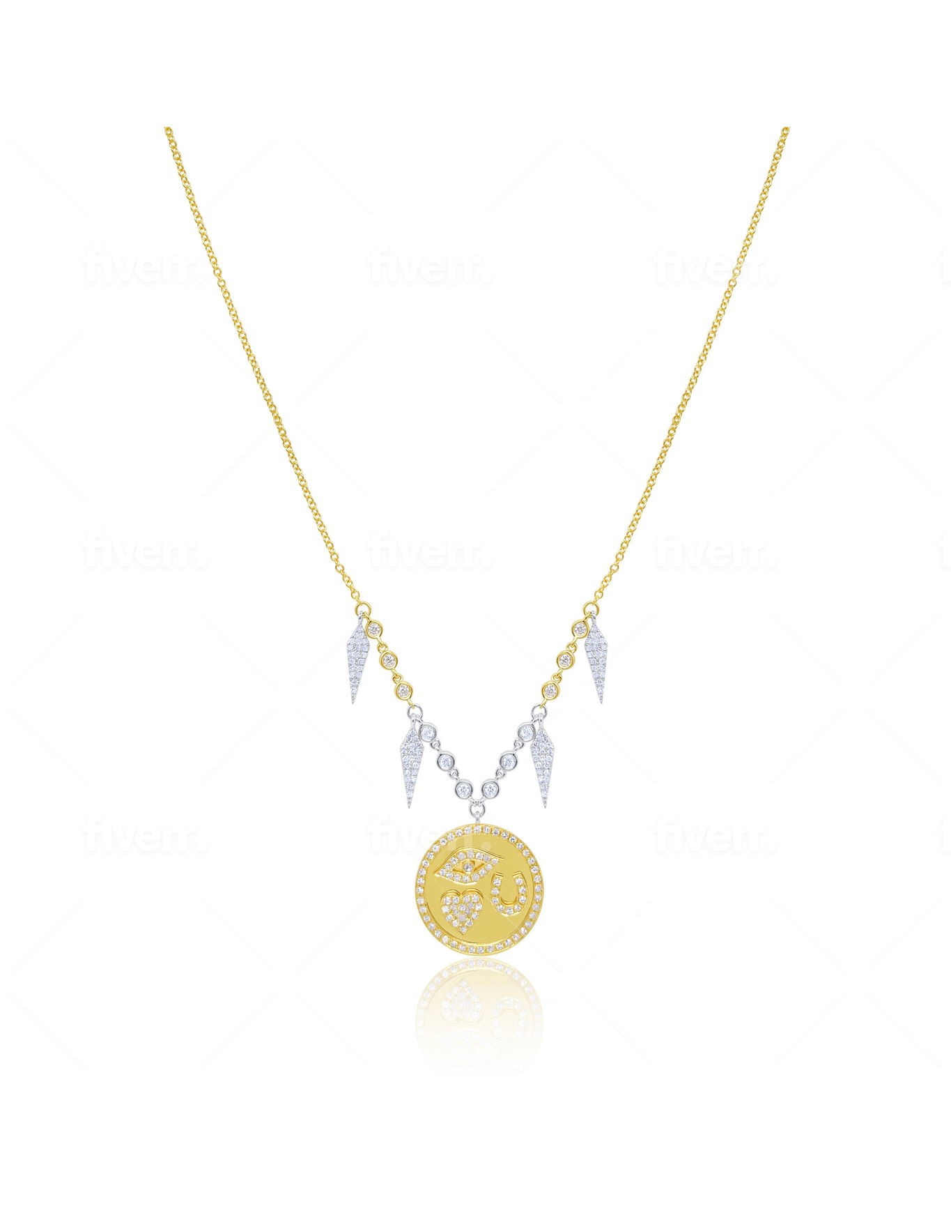 Diamond Dagger Lucky Charm Necklace | 14k Yellow Gold