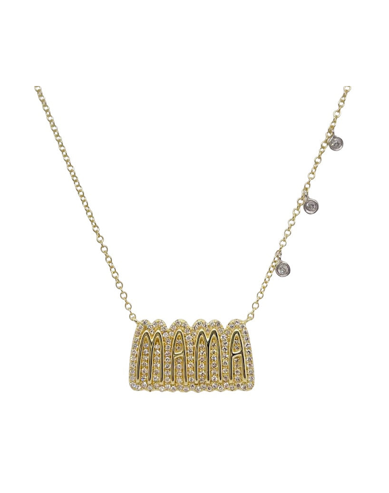Diamond MAMA Necklace | Yellow Gold