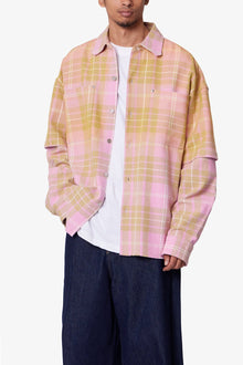 Dip Fade Flannel Shirt | Pink