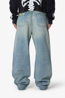 Distressed Ultra Baggy Denim | Blue
