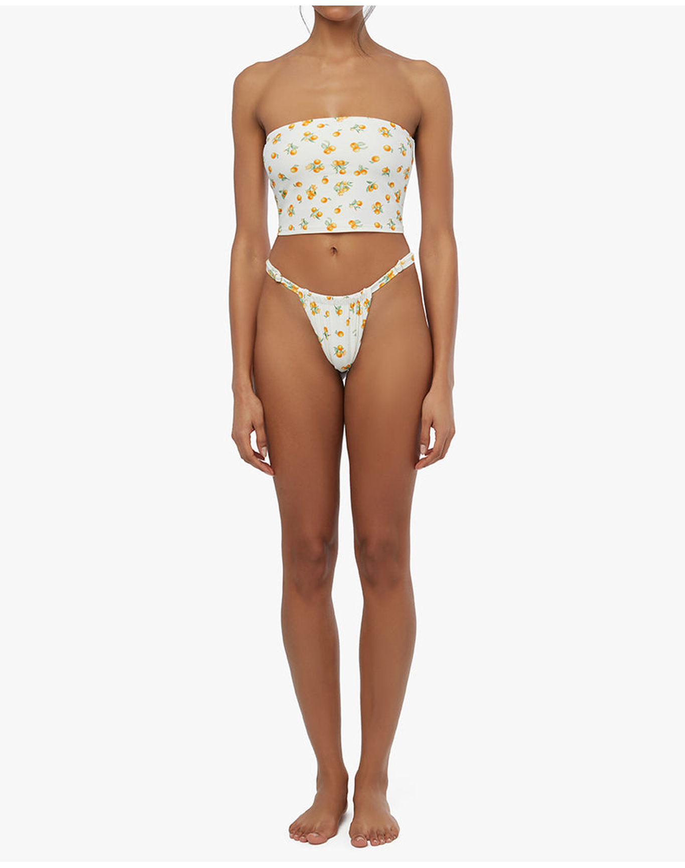 Ditsy Oranges Tube Top | White