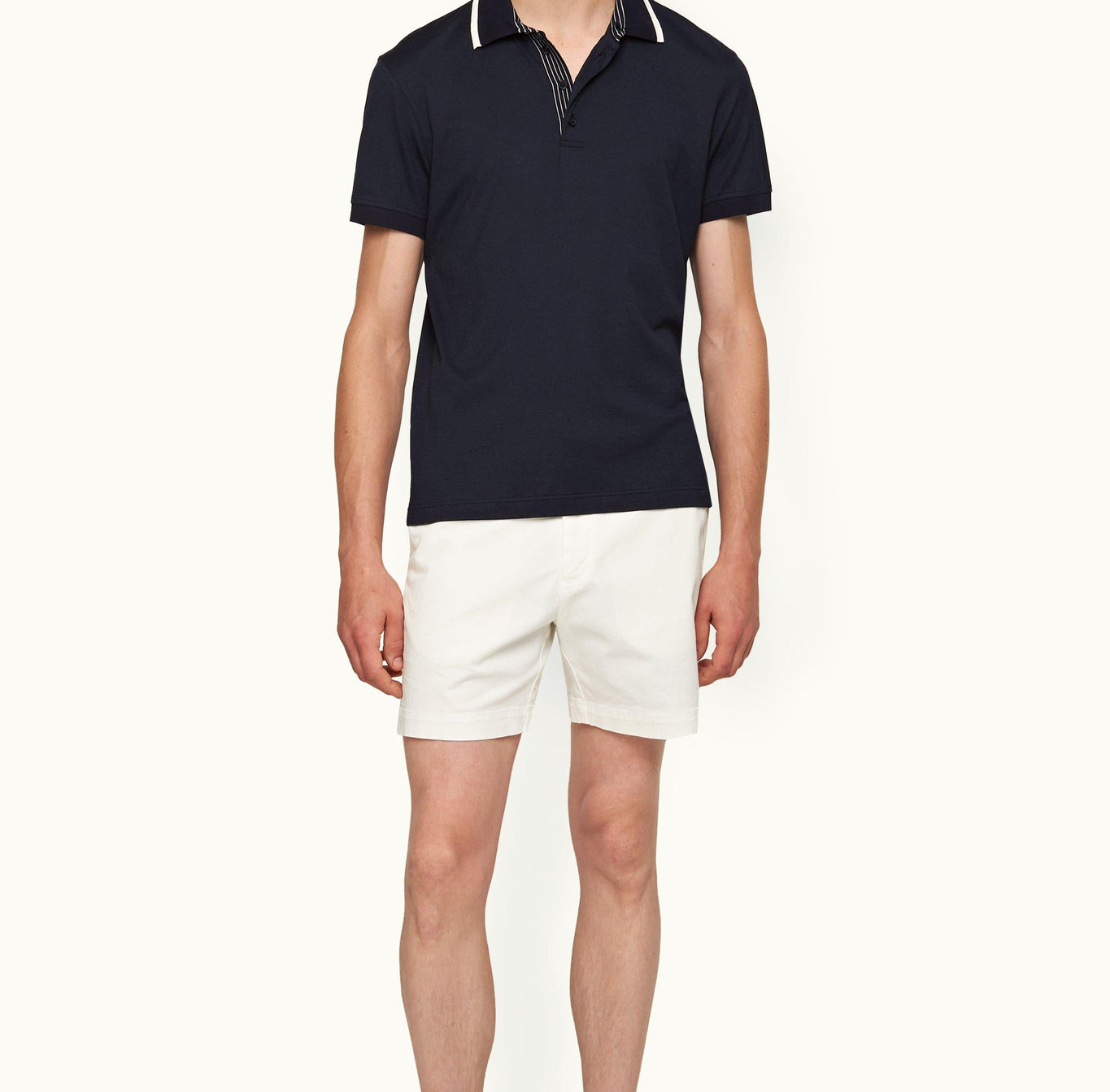 Dominic Tipping Collar Knit Polo Shirt | Night Iris