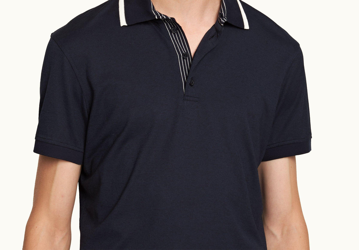 Dominic Tipping Collar Knit Polo Shirt | Night Iris