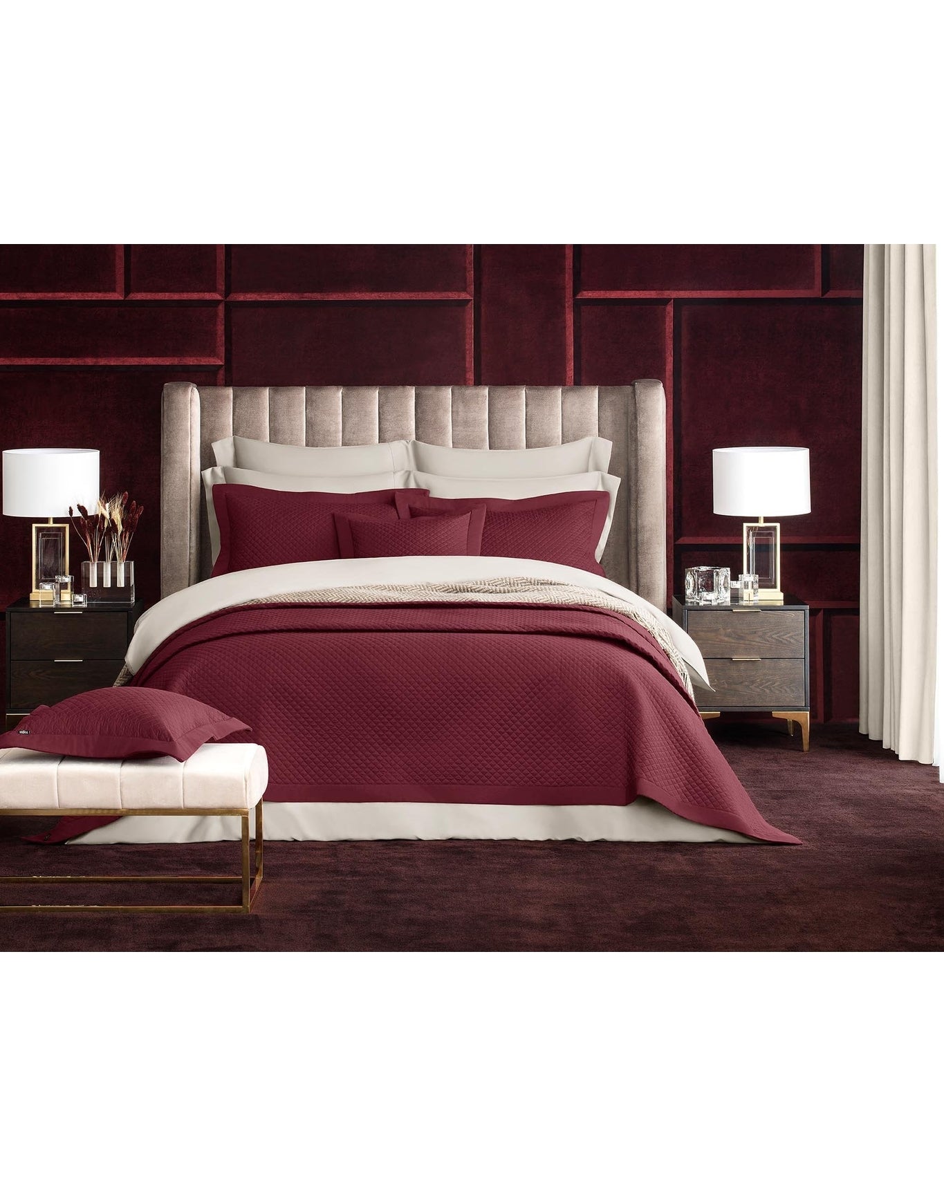 Dorian Royal Quilted Cotton Comforter | Bordeaux