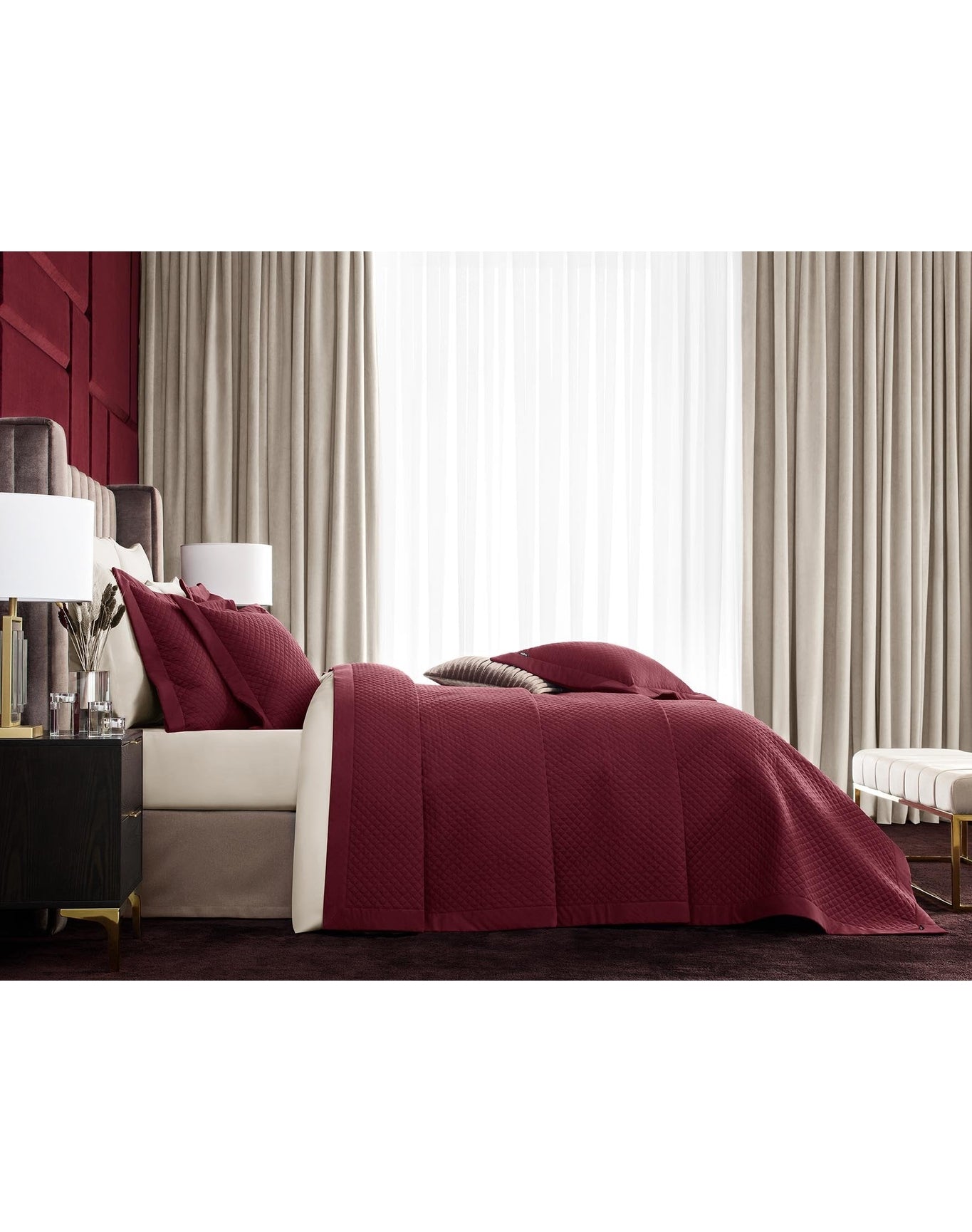 Dorian Royal Quilted Cotton Comforter | Bordeaux