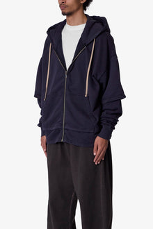 Double Layer Zipper Sweater | Washed Black
