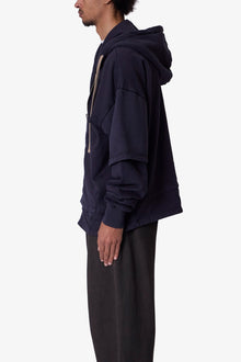 Double Layer Zipper Sweater | Washed Black