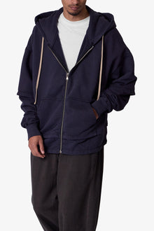 Double Layer Zipper Sweater | Washed Black