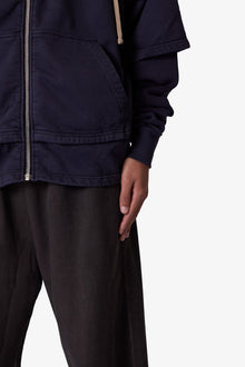 Double Layer Zipper Sweater | Washed Black
