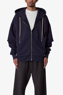 Double Layer Zipper Sweater | Washed Black