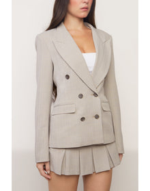 Double Breasted Blazer | Lt Grey Plaid