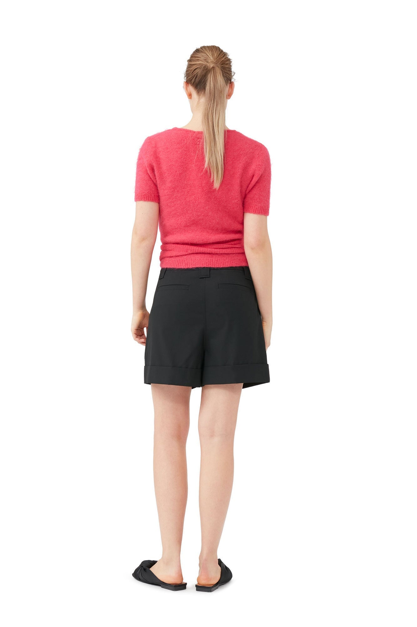 Drapey Melange Shorts | Black