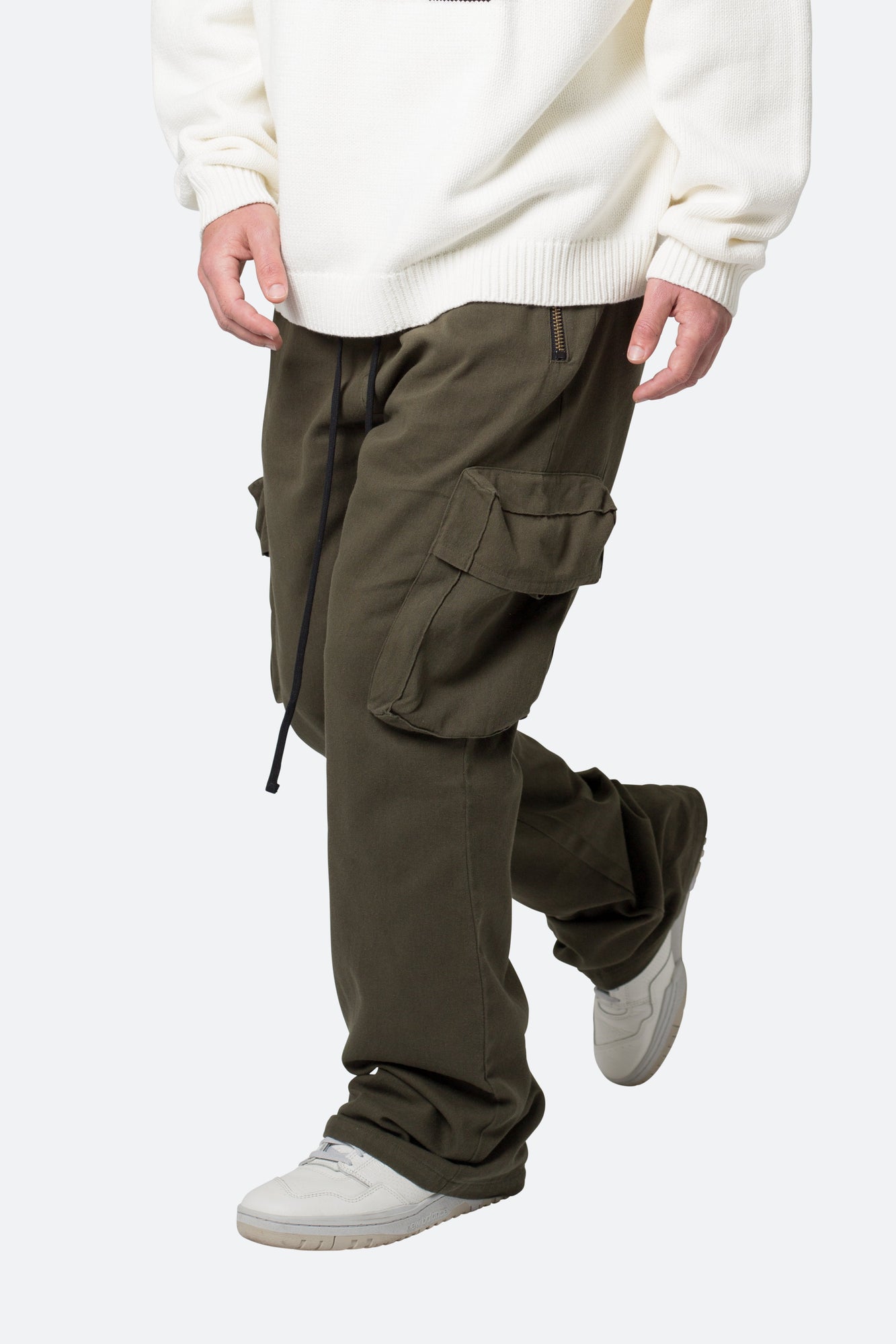 Drawcord Flare Cargo Pants | Olive