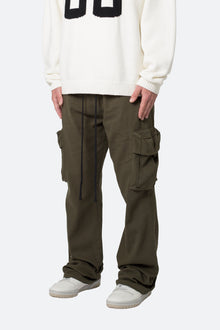 Drawcord Flare Cargo Pants | Olive