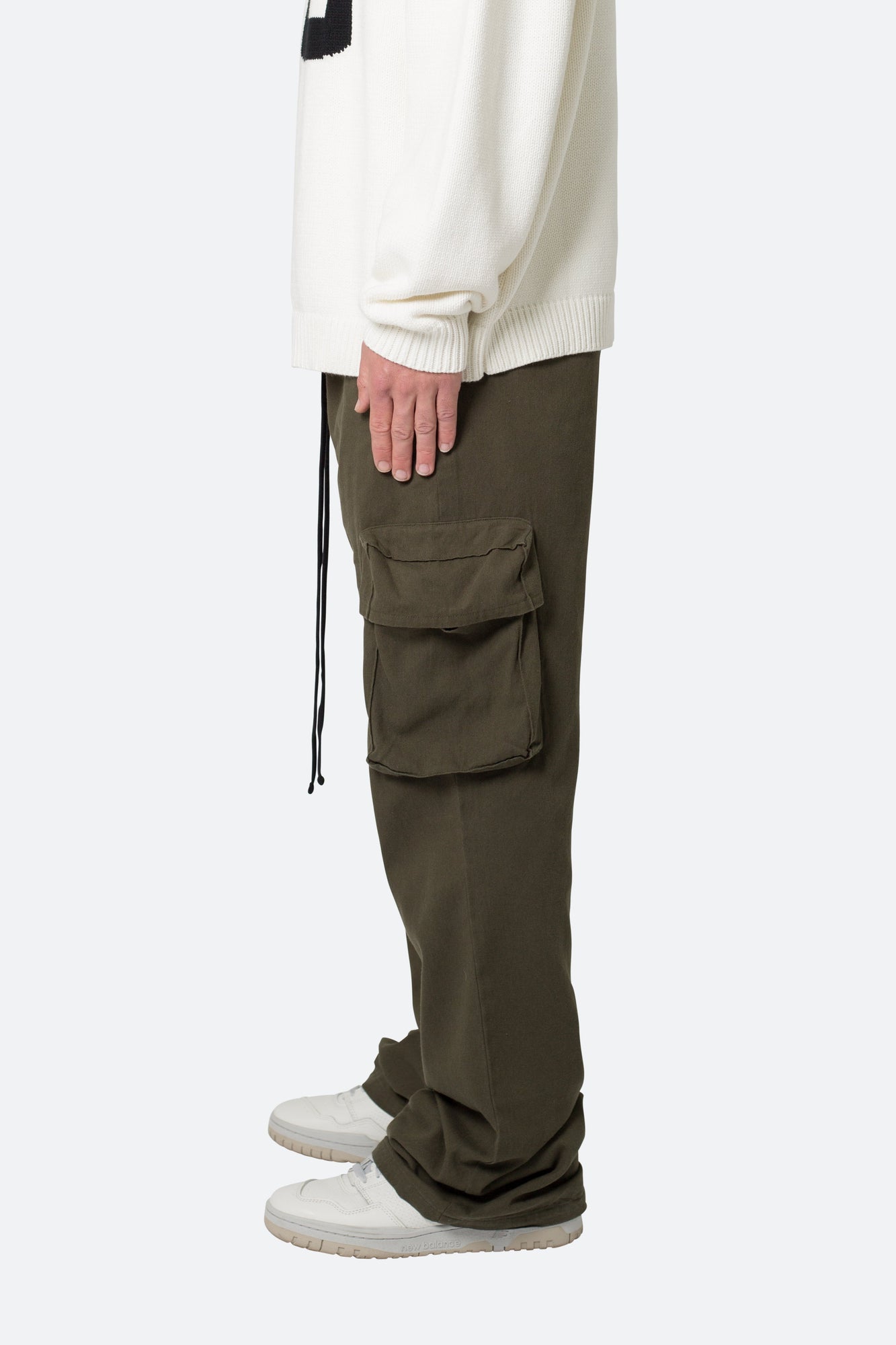 Drawcord Flare Cargo Pants | Olive