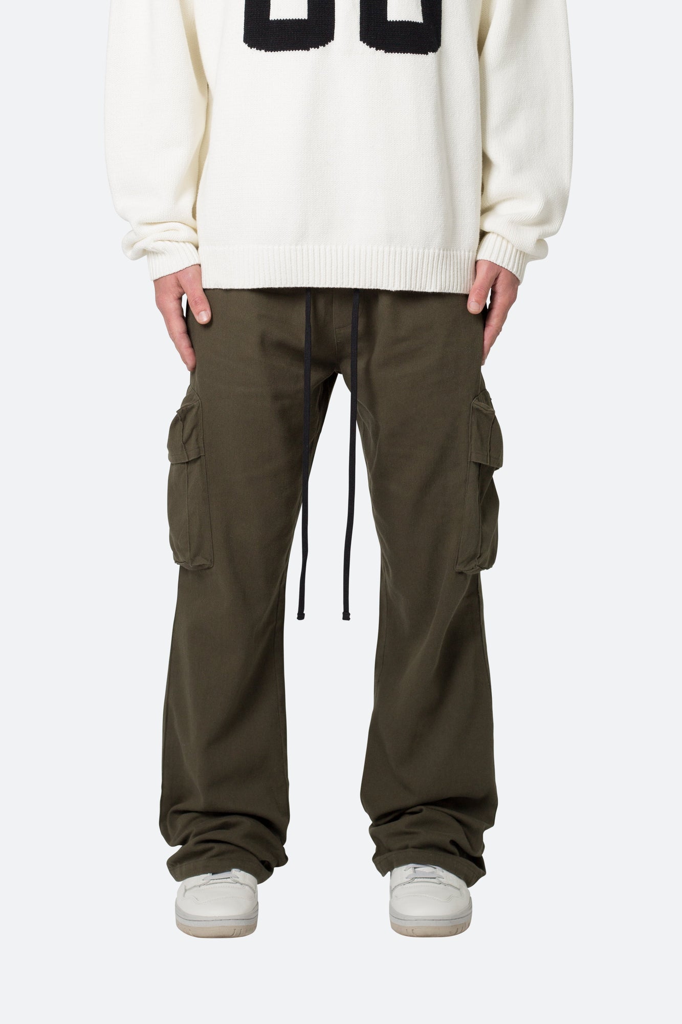 Drawcord Flare Cargo Pants | Olive