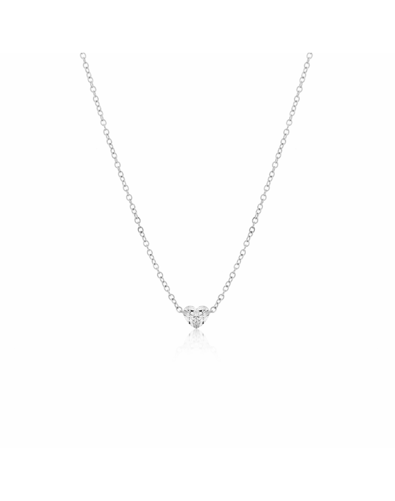Drilled Heart Diamond Necklace | 14kt White Gold