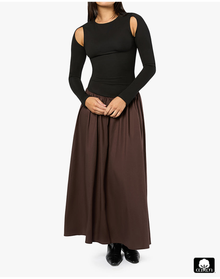 Drop Waist Maxi Dress | Black x Brown