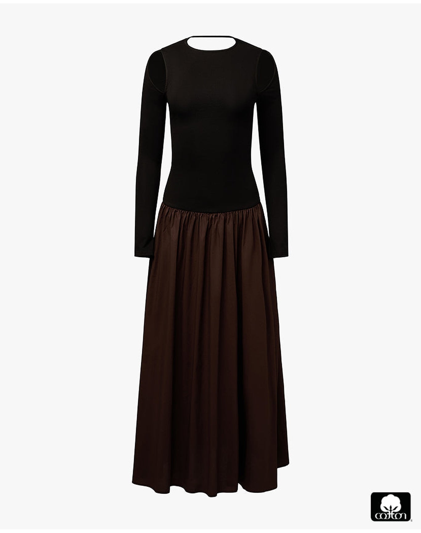 Drop Waist Maxi Dress | Black x Brown