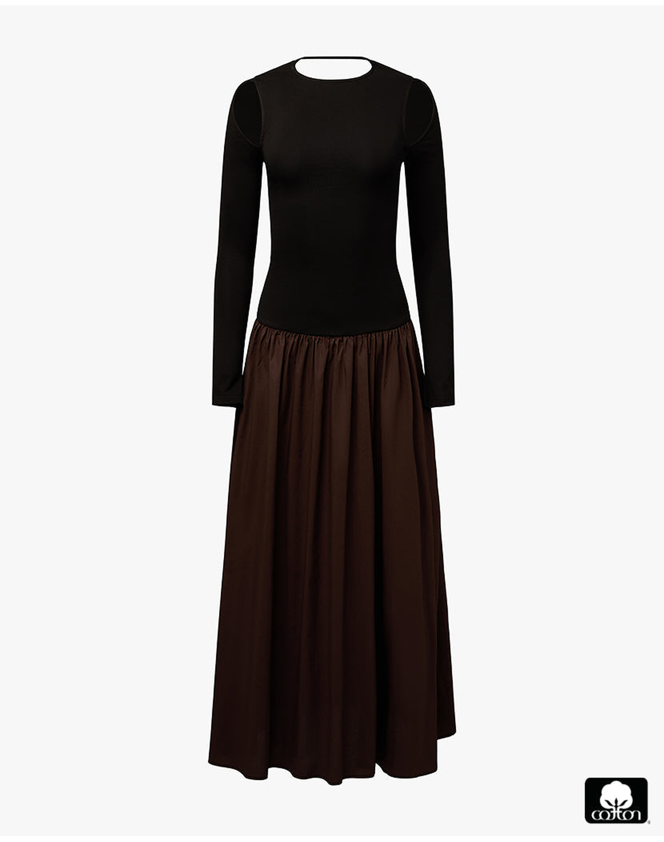 Drop Waist Maxi Dress | Black x Brown