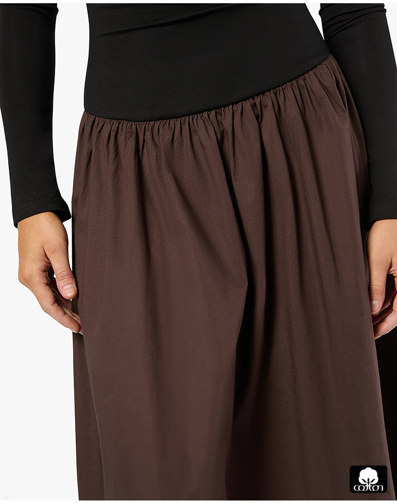 Drop Waist Maxi Dress | Black x Brown