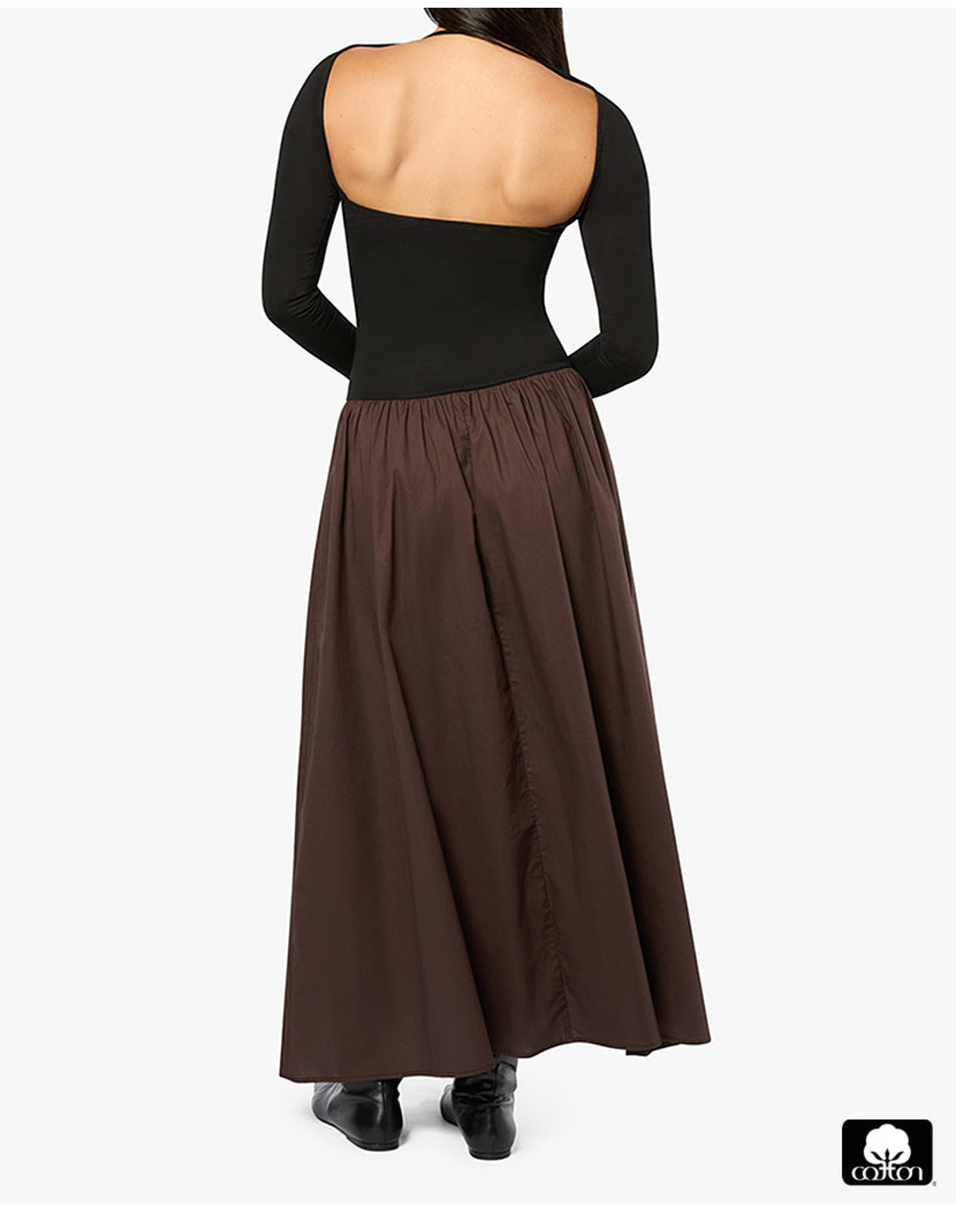 Drop Waist Maxi Dress | Black x Brown